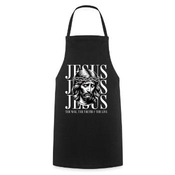 Jesus - Believe: Strong faith design - Cooking Apron - black - Front - AI Model Male 185 dark (185cm)