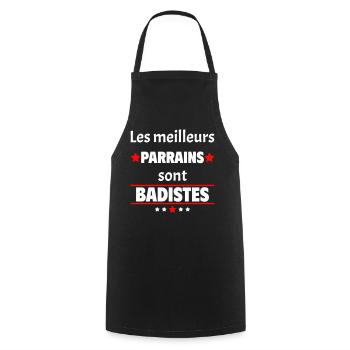 Les meilleurs parrains sont badistes, cadeau noël - Tablier de cuisine - noir - Devant - AI Model Male 185 dark (185cm)