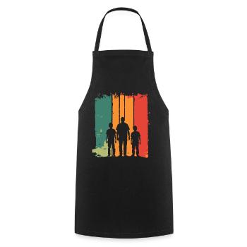 Father's Day father with two sons retro vintage - Cooking Apron - black - Front - AI Model Male 185 dark (185cm)