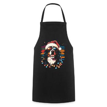 Berner Sennenhund mit Weihnachtsmütze Sonnenbrille - Kochschürze - Schwarz - Vorne - AI Model Male 185 dark (185cm)