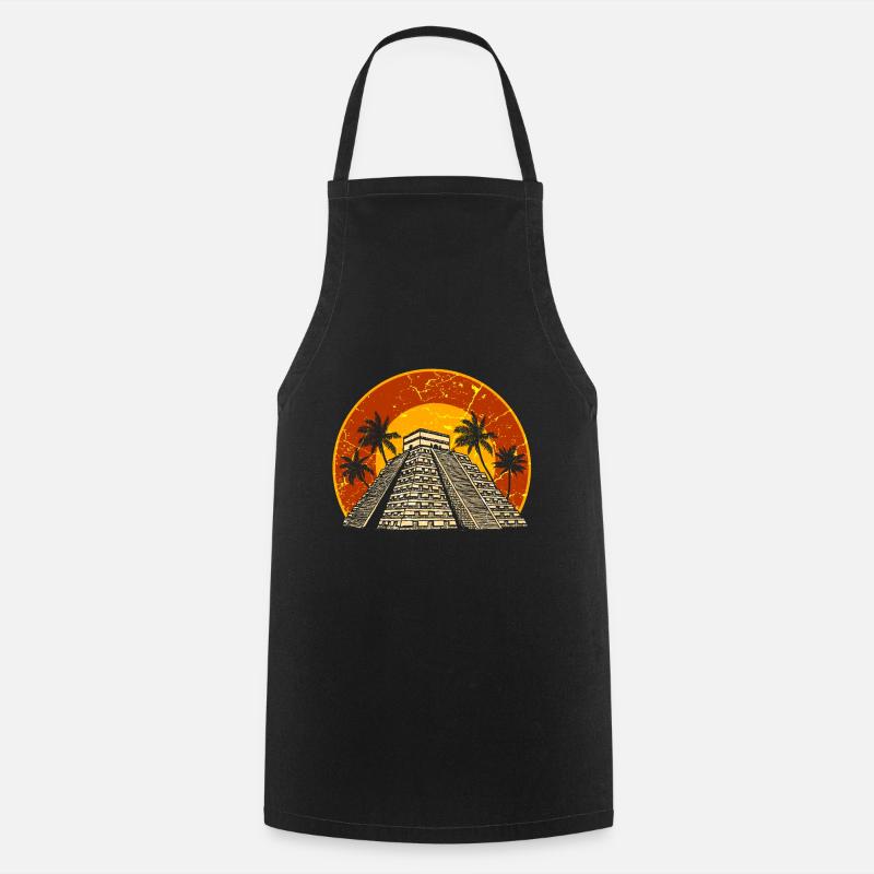 Pyramide Maya Aztèque Chichen Itza Mexique - Tablier de cuisine - noir