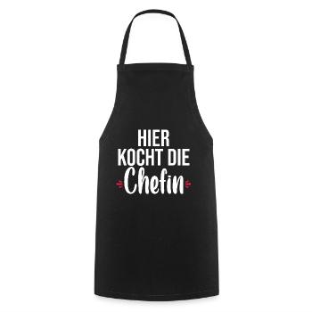 Hier Kocht Die Chefin - Kochschürze - Schwarz - Vorne - AI Model Male 185 dark (185cm)