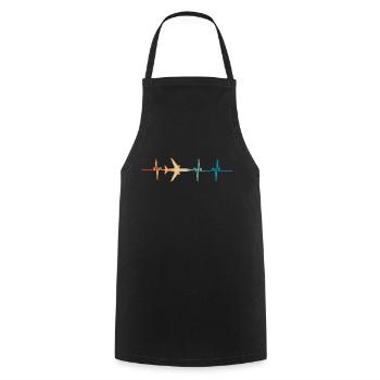 Airplane Heartbeat - Cooking Apron - black - Front - AI Model Male 185 dark (185cm)