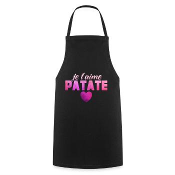 Je T'aime Patate Saint Valentin Humour Couple - Tablier de cuisine - noir - Devant - AI Model Male 185 dark (185cm)