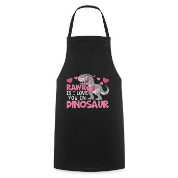 Valentine's Day Dinosaur T-Rex February 14 Dino - Cooking Apron - black - Front - AI Model Male 185 dark (185cm)