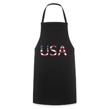 Les États-Unis aux couleurs du drapeau américain drapeau - Tablier de cuisine - noir - Devant - AI Model Male 185 dark (185cm)