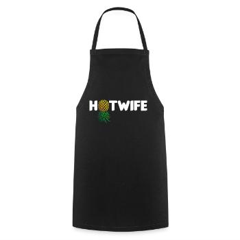 Hotwife Upside Down Pineapple Swinger Hot Wife - Cooking Apron - black - Front - AI Model Male 185 dark (185cm)