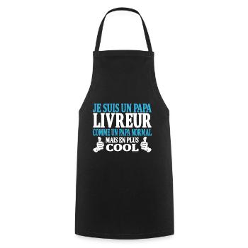Je suis un papa livreur - Tablier de cuisine - noir - Devant - AI Model Male 185 dark (185cm)