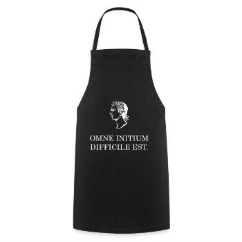 all beginning is difficult latin white - Cooking Apron - black - Front - AI Model Male 185 dark (185cm)