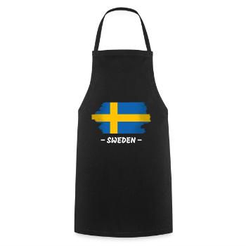 Suède Drapeau Scandinavie Drapeau suédois - Tablier de cuisine - noir - Devant - AI Model Male 185 dark (185cm)