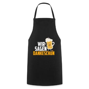 Dankeschön, Comic, Bier, Spruch, Cartoon, Lustig - Kochschürze - Schwarz - Vorne - AI Model Male 185 dark (185cm)