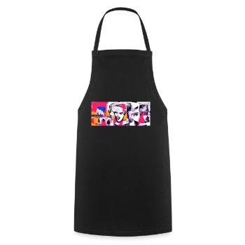 Pop Art Collage -Who the FucxX is looking - Cooking Apron - black - Front - AI Model Male 185 dark (185cm)