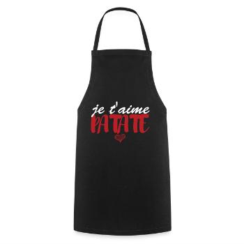 Cadeau Saint Valentin Amoureux Je T'aime Patate - Tablier de cuisine - noir - Devant - AI Model Male 185 dark (185cm)