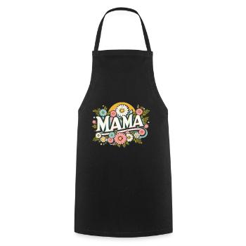 Floral Mama - Kochschürze - Schwarz - Vorne - AI Model Male 185 dark (185cm)