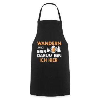 Wandern und Bier darum bin ich hier - Kochschürze - Schwarz - Vorne - AI Model Male 185 dark (185cm)