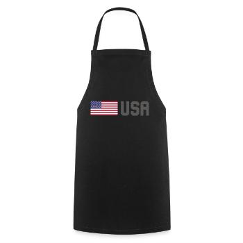 ÉQUIPE États-Unis Drapeau américain devant la police de caractères - Tablier de cuisine - noir - Devant - AI Model Male 185 dark (185cm)