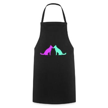 2 Dogs Love Heart Team Sitting Two Friends Couple - Cooking Apron - black - Front - AI Model Male 185 dark (185cm)
