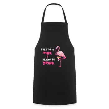 Flamingo Pretty In Pink And Ready To Drink - Kochschürze - Schwarz - Vorne - AI Model Male 185 dark (185cm)