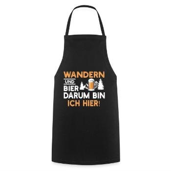 Wandern und Bier darum bin ich hier - Kochschürze - Schwarz - Vorne - AI Model Male 185 dark (185cm)