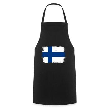 Finnland Flagge Suomi Finnische Fahne Used Look - Kochschürze - Schwarz - Vorne - AI Model Male 185 dark (185cm)