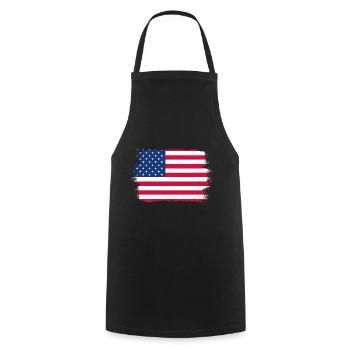 USA Flagge Amerika Fahne Stars & Stripes Patriot - Kochschürze - Schwarz - Vorne - AI Model Male 185 dark (185cm)