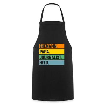 Reporter Papa Vater Journalistik Journalist - Kochschürze - Schwarz - Vorne - AI Model Male 185 dark (185cm)