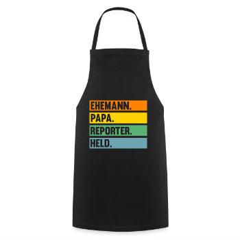 Journalistik Journalist Papa Vater Reporter - Kochschürze - Schwarz - Vorne - AI Model Male 185 dark (185cm)