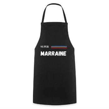 super marraine - t-shirt assorti - Tablier de cuisine - noir - Devant - AI Model Male 185 dark (185cm)