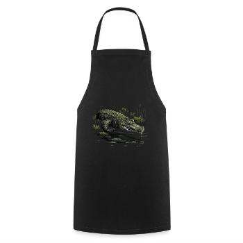 Krokodil Alligator Kaiman Reptil - Kochschürze - Schwarz - Vorne - AI Model Male 185 dark (185cm)