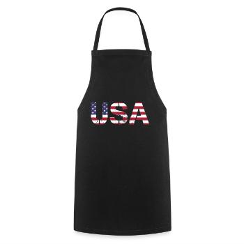 Les États-Unis aux couleurs du drapeau américain drapeau - Tablier de cuisine - noir - Devant - AI Model Male 185 dark (185cm)