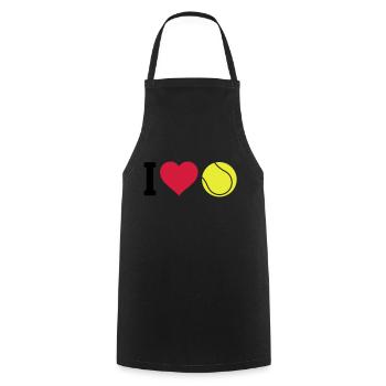 I love tennis j'aime le tennis - Tablier de cuisine - noir - Devant - AI Model Male 185 dark (185cm)