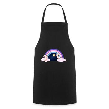 Regenbogen Fantasy Hasen Kinder Mond Sternenhimmel - Kochschürze - Schwarz - Vorne - AI Model Male 185 dark (185cm)
