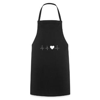 ❤ Heartbeat Heartbeat Heart ❤ - Cooking Apron - black - Front - AI Model Male 185 dark (185cm)