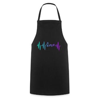 HEARTBEAT LOVE GRADIENT BLUE PURPLE - Cooking Apron - black - Front - AI Model Male 185 dark (185cm)