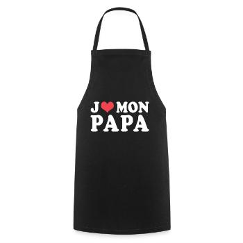 Cadeau papa j aime mon papa - Tablier de cuisine - noir - Devant - AI Model Male 185 dark (185cm)