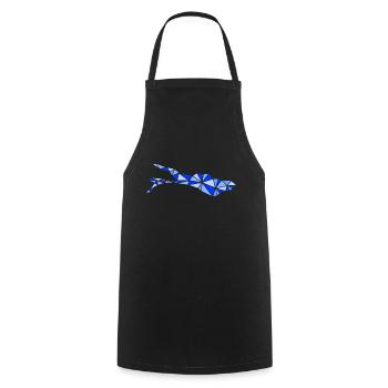 Bodensee | Polygonal | Blau - Kochschürze - Schwarz - Vorne - AI Model Male 185 dark (185cm)