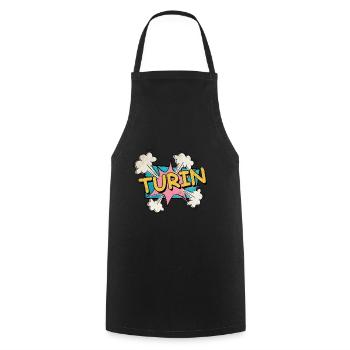 Turin Turin Turin Italie City Font Pop Art Comic - Tablier de cuisine - noir - Devant - AI Model Male 185 dark (185cm)