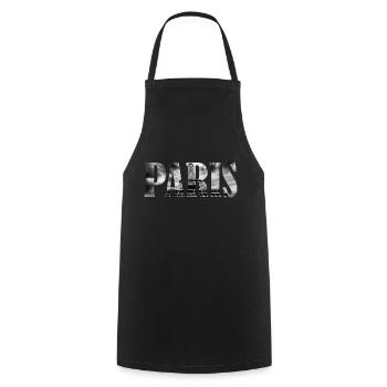 Typographie de Paris avec détail de la Tour Eiffel à l’intérieur - Tablier de cuisine - noir - Devant - AI Model Male 185 dark (185cm)