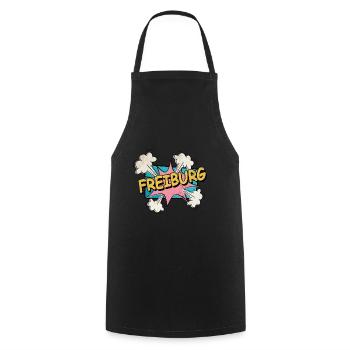 Freiburg Germany City Font Pop Art Comic - Cooking Apron - black - Front - AI Model Male 185 dark (185cm)