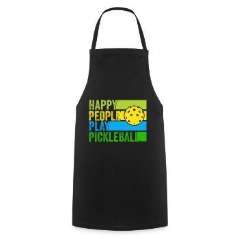 Happy People Play Pickleball - Cooking Apron - black - Front - AI Model Male 185 dark (185cm)