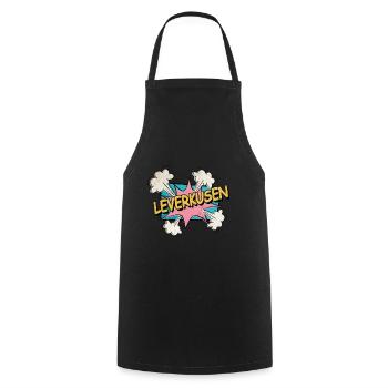 Leverkusen Germany City Font Pop Art Comic - Cooking Apron - black - Front - AI Model Male 185 dark (185cm)