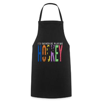Hockey Team Puck - Cooking Apron - black - Front - AI Model Male 185 dark (185cm)