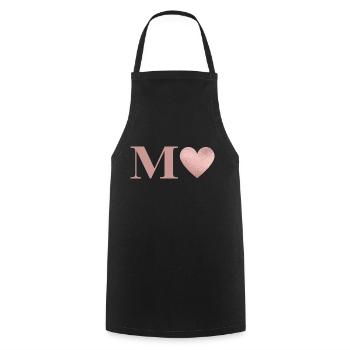 Buchstabe M Herz Roségold - Kochschürze - Schwarz - Vorne - AI Model Male 185 dark (185cm)