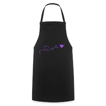 Paper Airplane Heart - Cooking Apron - black - Front - AI Model Male 185 dark (185cm)