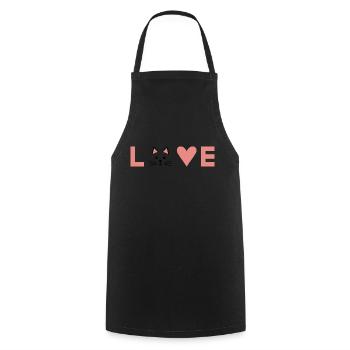 LOVE with Cat Face – Minimalist Design - Cooking Apron - black - Front - AI Model Male 185 dark (185cm)
