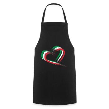 Heart Bust Flag Italy Flag Colors Holiday - Cooking Apron - black - Front - AI Model Male 185 dark (185cm)