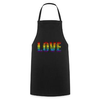 LGBT Queer Pride CSD Word Cloud LOVE Gay Queer Bi - Kochschürze - Schwarz - Vorne - AI Model Male 185 dark (185cm)
