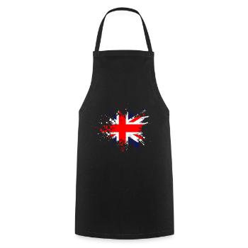 Großbritannien Flagge Spritzer Union Jack Klecks - Kochschürze - Schwarz - Vorne - AI Model Male 185 dark (185cm)