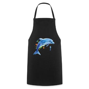 Delfin Taucher Wale Tümmler Delphin - Kochschürze - Schwarz - Vorne - AI Model Male 185 dark (185cm)