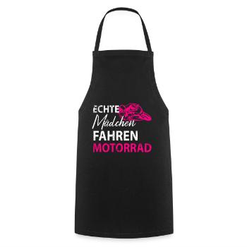 Motorrad Bikerin Motorradfahrerin Damen - Kochschürze - Schwarz - Vorne - AI Model Male 185 dark (185cm)